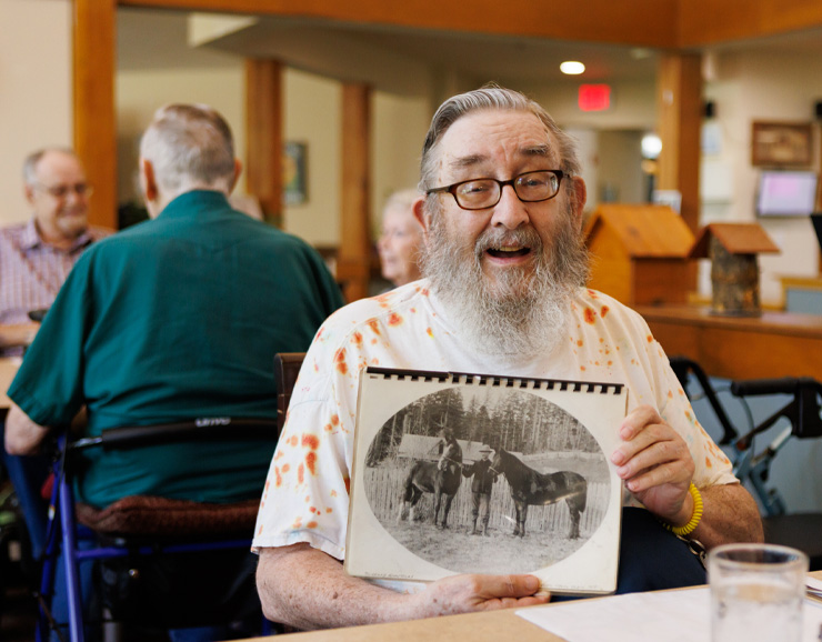 Man with memory book